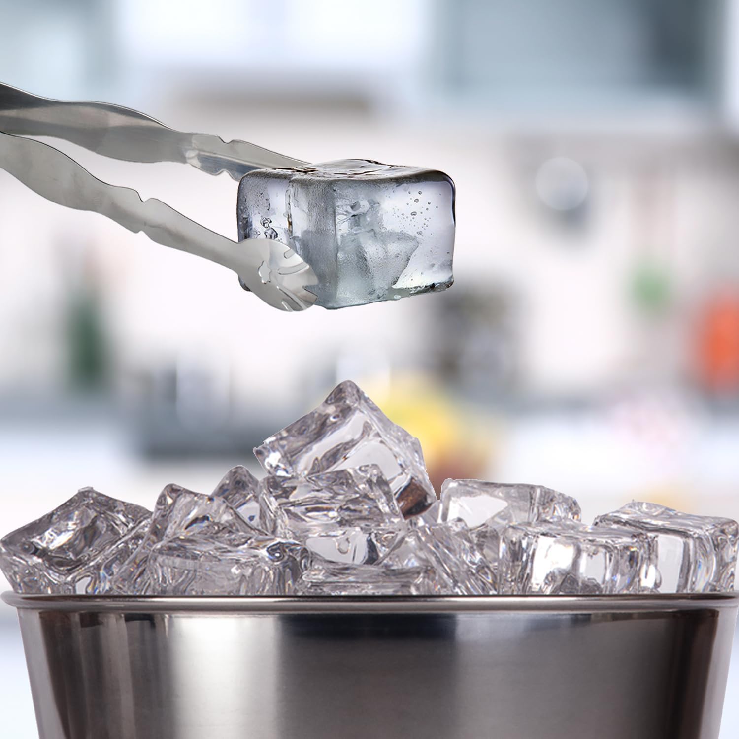 HIC Kitchen Ice Tong, Stainless Steel, Notched Handle for Use with Ice Buckets, 7.25-Inch, Set of 2