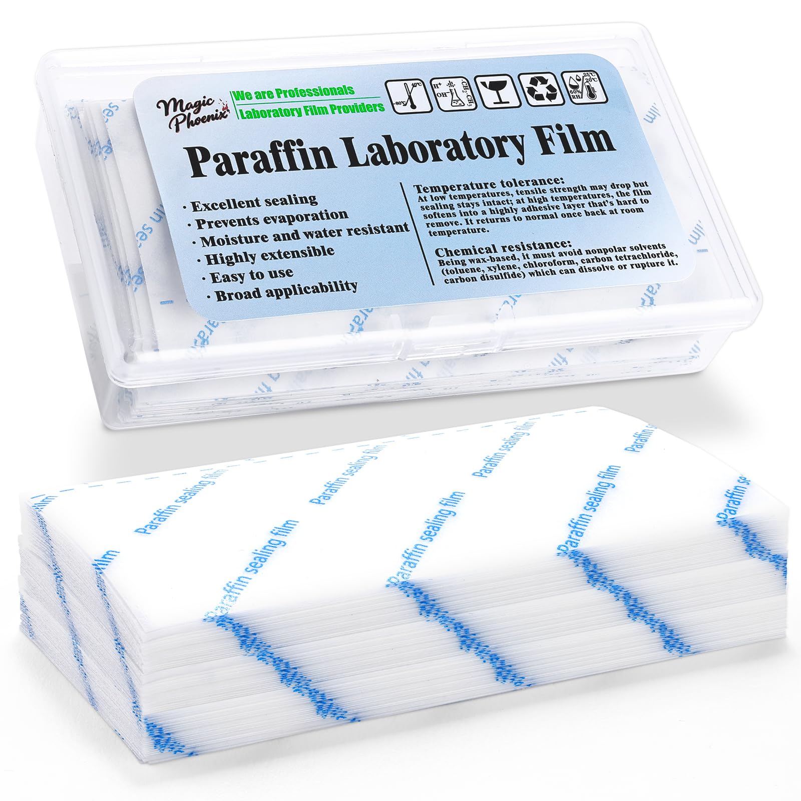 Paraffin Lab Sealing Film, 2 x 4 in, 100 Pre-Cut Sheets for Petri Dishes