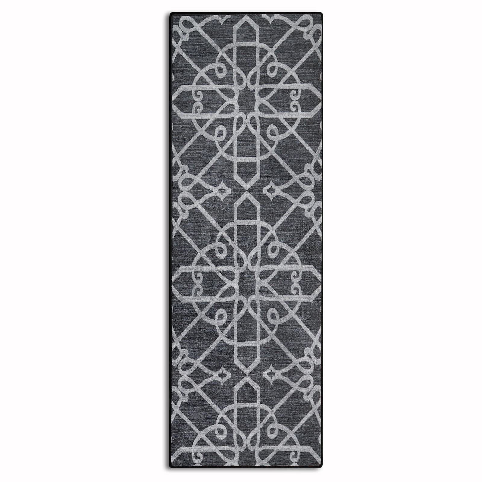 Floordirektdywan, bieżnik, towar sprzedawany na metry, chodnik do salonu, korytarza, kuchni itd. | płaskie runo pętelkowe (Navelli, czarny, 80 x 250 cm)