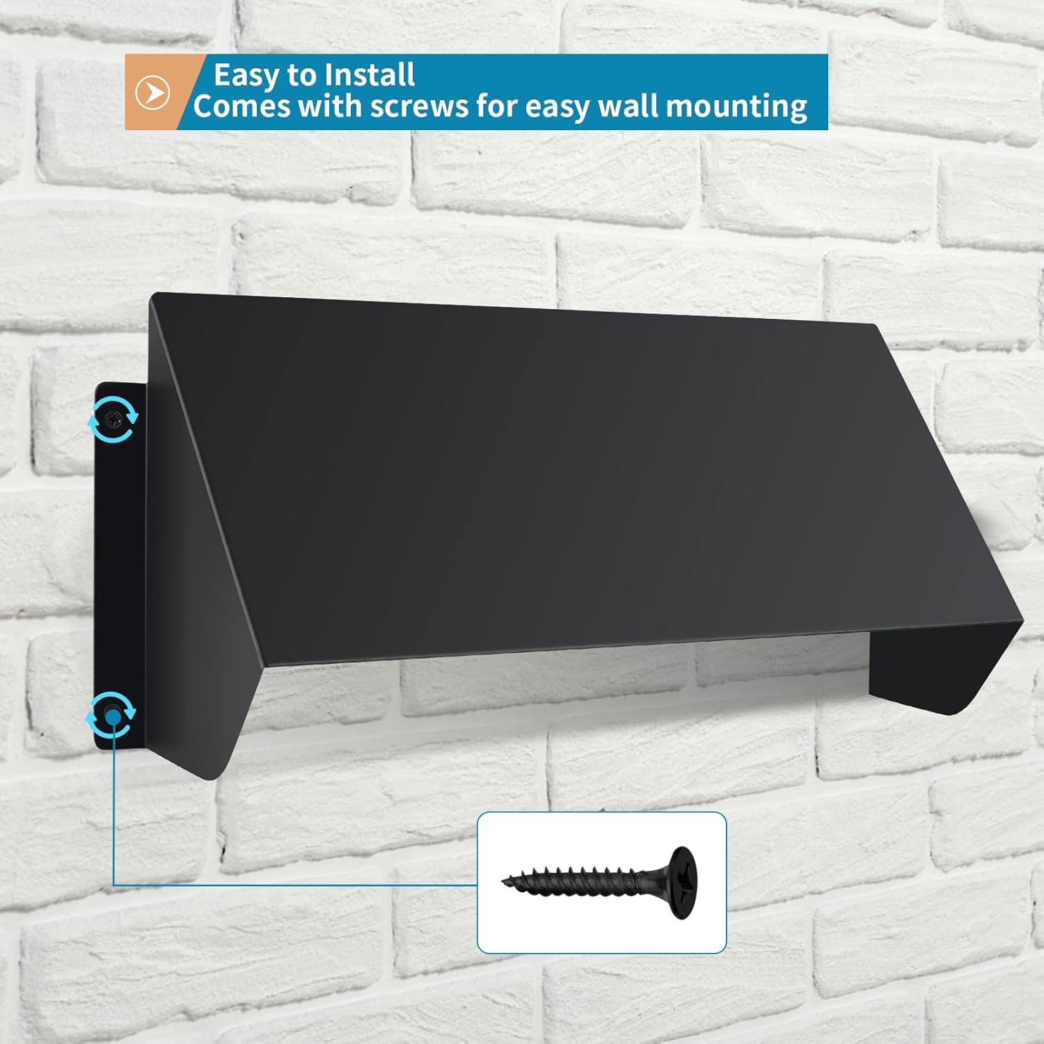 10" x 5" Metal Vent Cover with Screws, Air Vent Grille Protection Roof, Duct Exhaust or Inlet Rain Deflector for Indoor, Outdoor Ventilation System (Black)