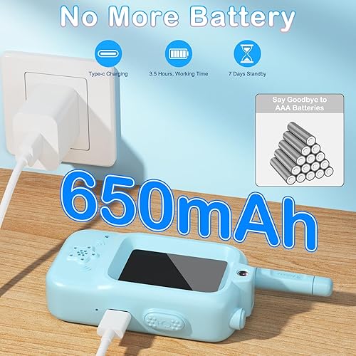 Miniatura 6 de Walkie Talkies de video para niños, paquete de 2 walkie talkies con pantalla, Walkies talkies recargables para niños, radio de largo alcance con 4