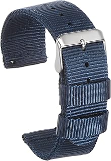 sourcing map Nylon Bracelet Blue 22 mm Wide Durable Nylon Strap with Silver Buckle Universal Replacement Canvas Bracelet