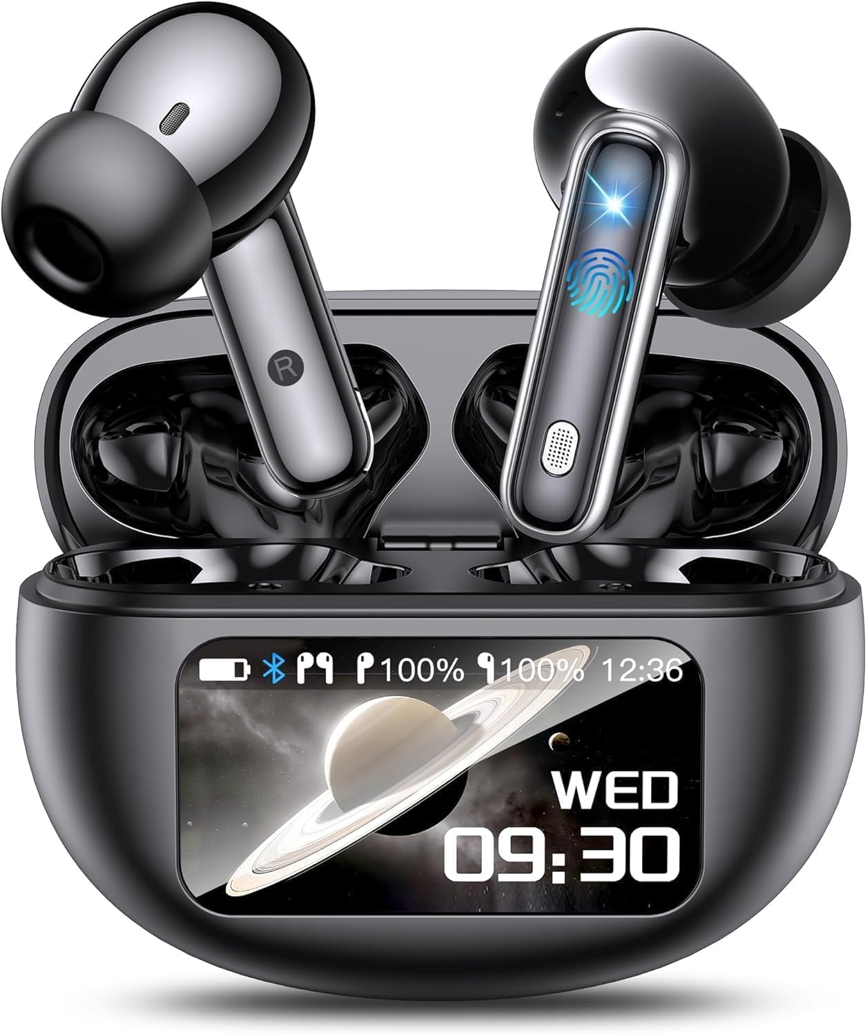 Product image of AI Translation Earbuds Real Time, Multifunctional Touch Screen Translator for 144 Languages & Accents Audifonos Traductores Inglés Español Noise Canceling Headphones for1Travel Business Learning Black