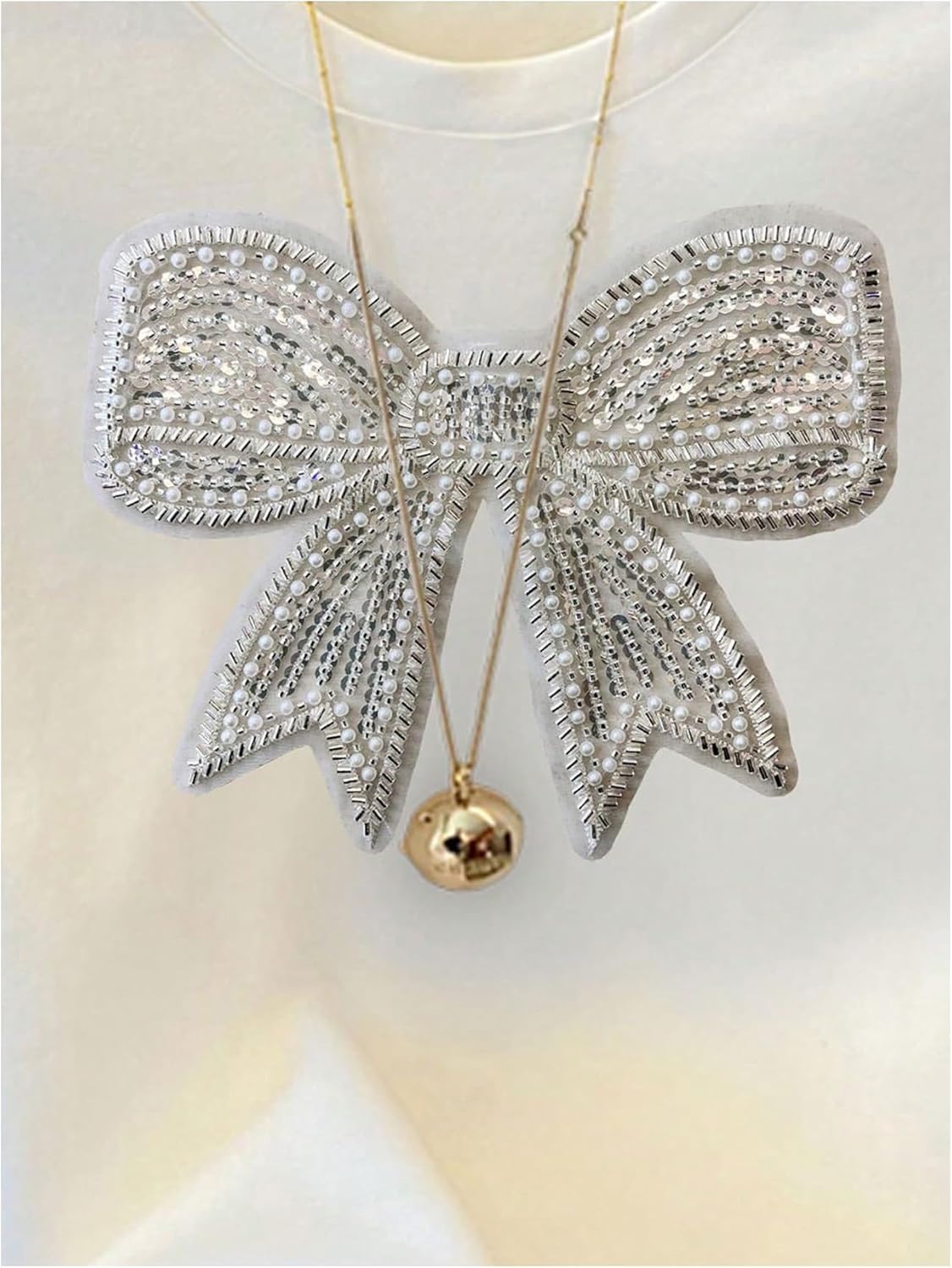 SweatyRocks Women's Sequin Bow Embroidery Crop T Shirt Short Sleeve Crewneck Trendy Tee Top - Image 4