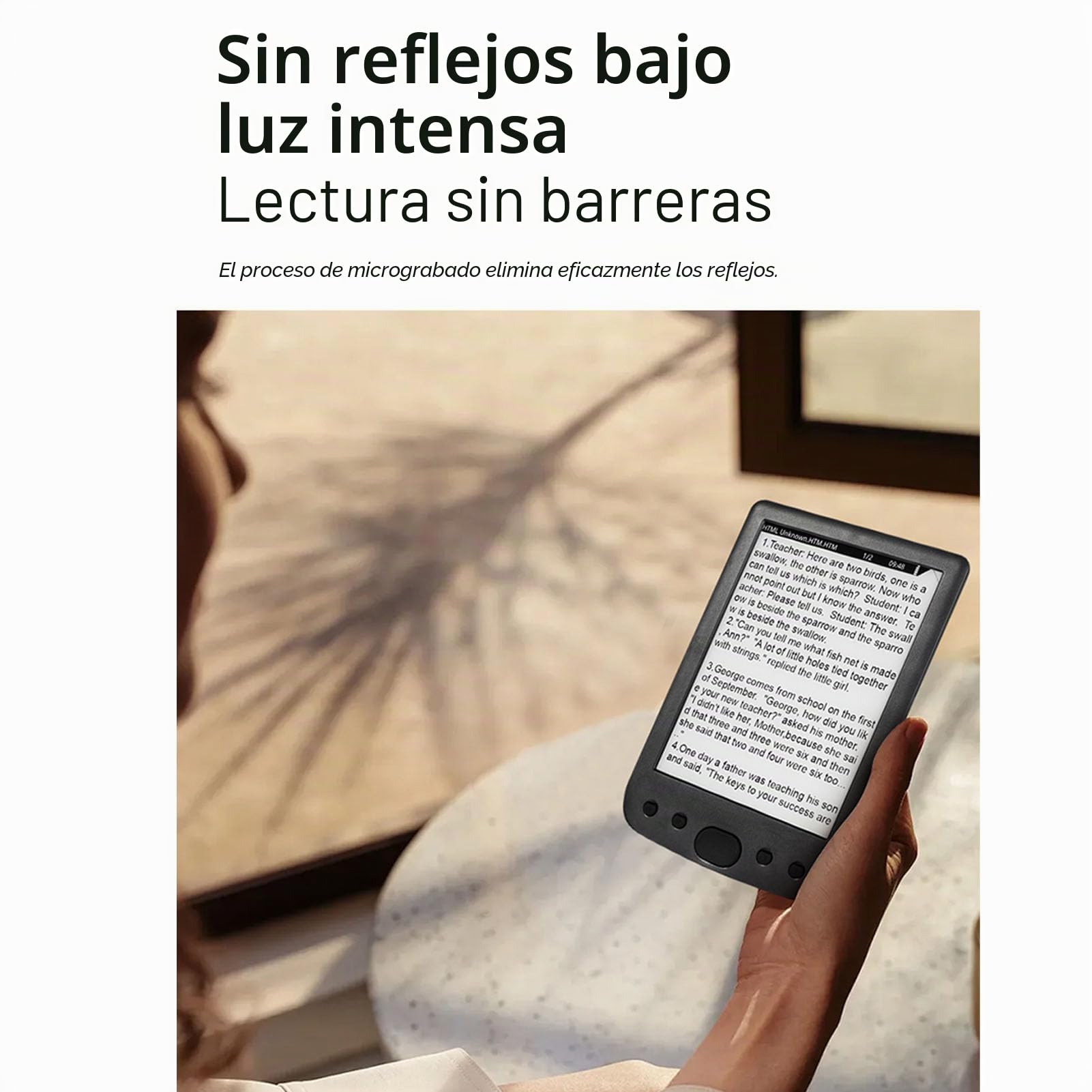 SIXRUN Lector Electrónico, Lector de Libros Electrónicos Digital ABS Amigable con la Vista con Pantalla de 6 Pulgadas, Resolución de 800x600, para Leer en Casa o Mientras Viaja (16GB)