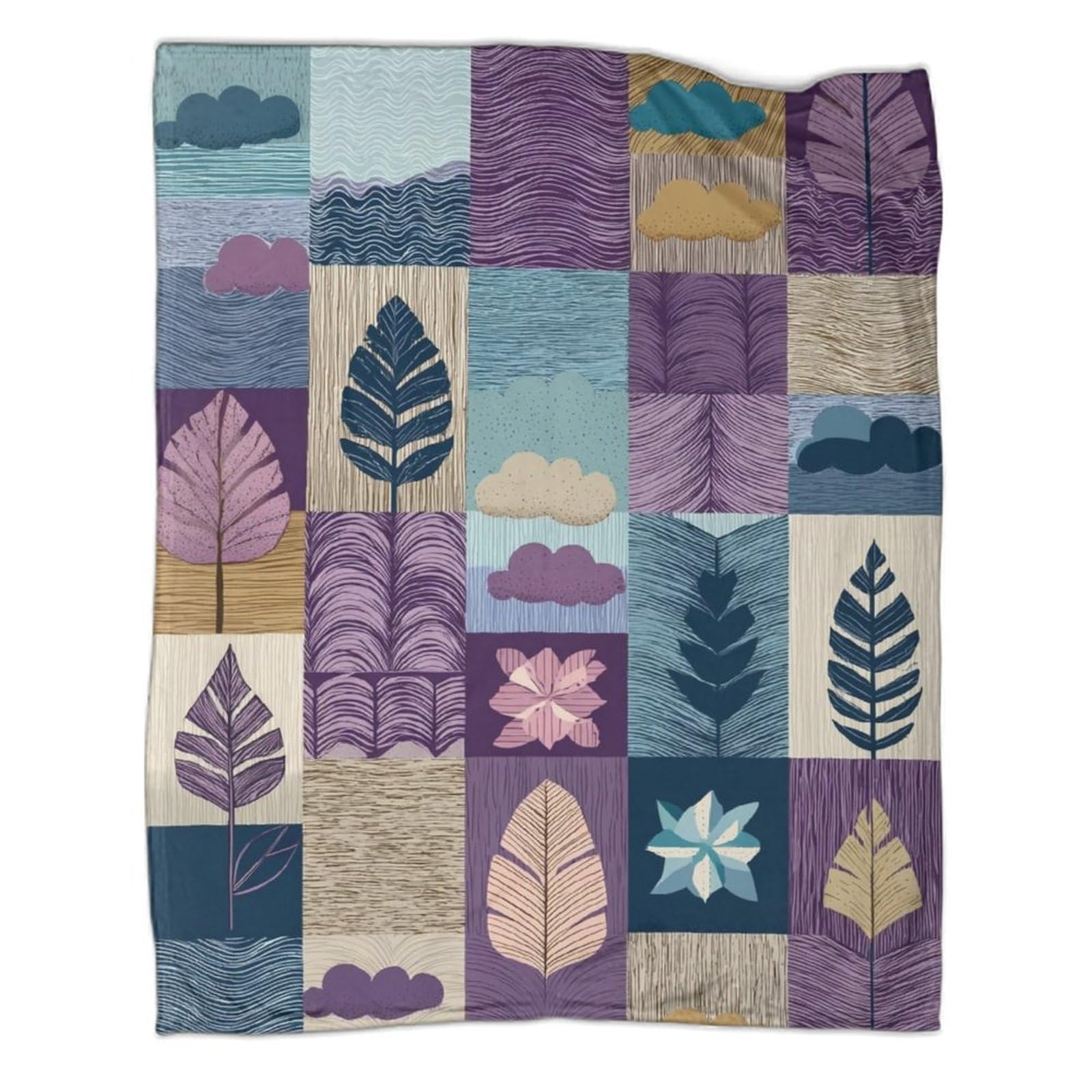kaiyun Geometric Patchwork Pattern, Retro Style Soft And Comfortable 3D Printed Throw Blanket for Kids Adults for Bed Sofa 40x50inch(100x130cm)