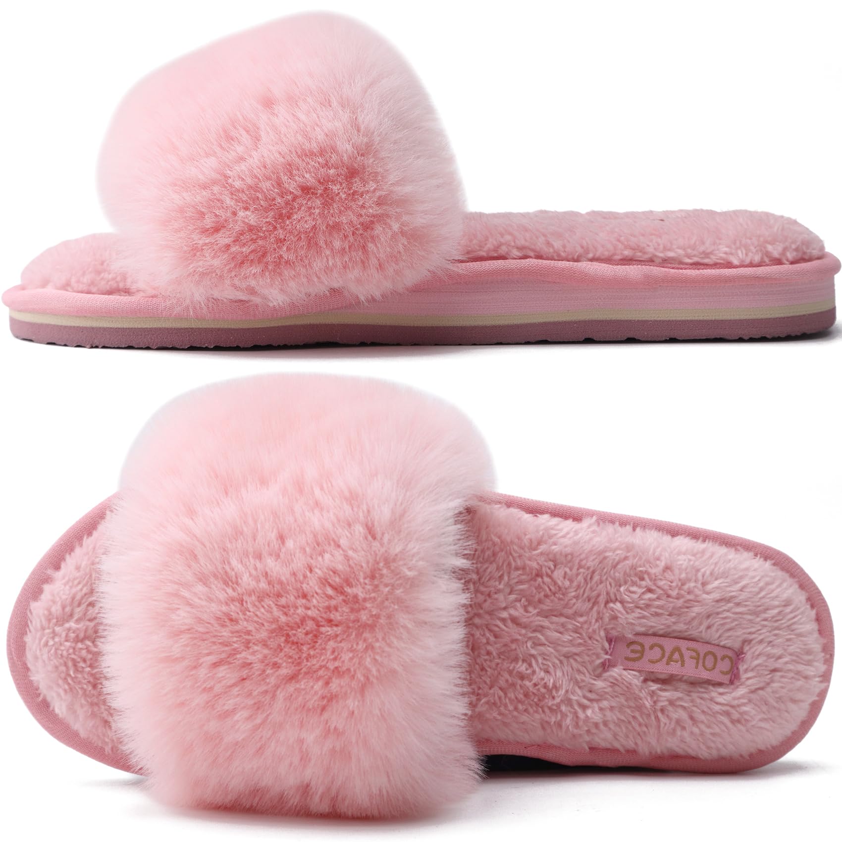 COFACE Pantofole Donna Scarpe da Casa Invernale Ciabatte Pelliccia Donne Peluche Pantofole da Interno