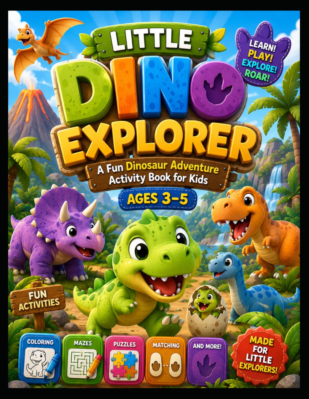 Little Dino Explorer-A Fun Dinosaur Adventure: Activity Book for Kids Ages 3–5