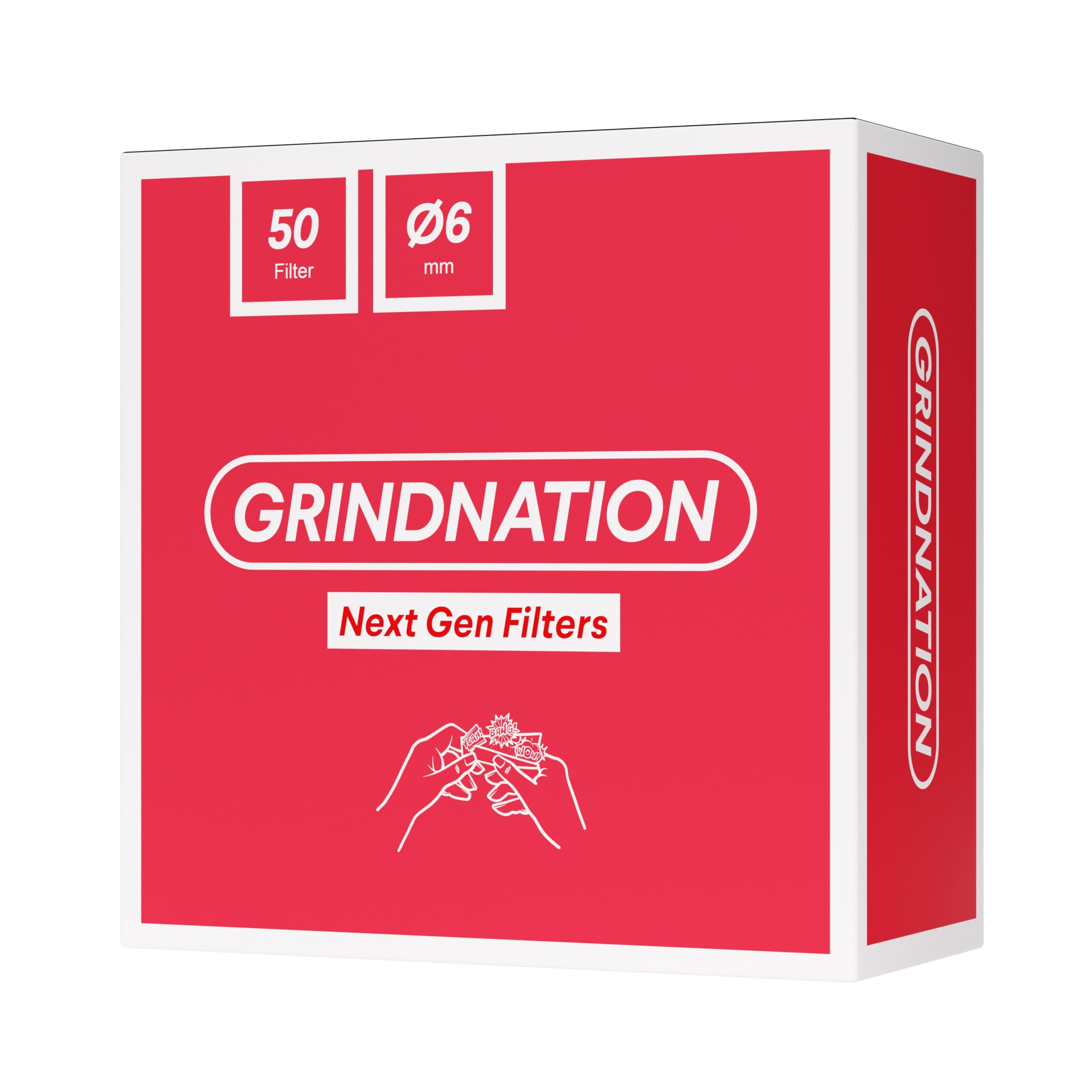 GRINDNATION Next Gen - Filtros de carbón activado con filtro de celulosa, 6 mm, 100 unidades, carbón activado de cáscara de coco