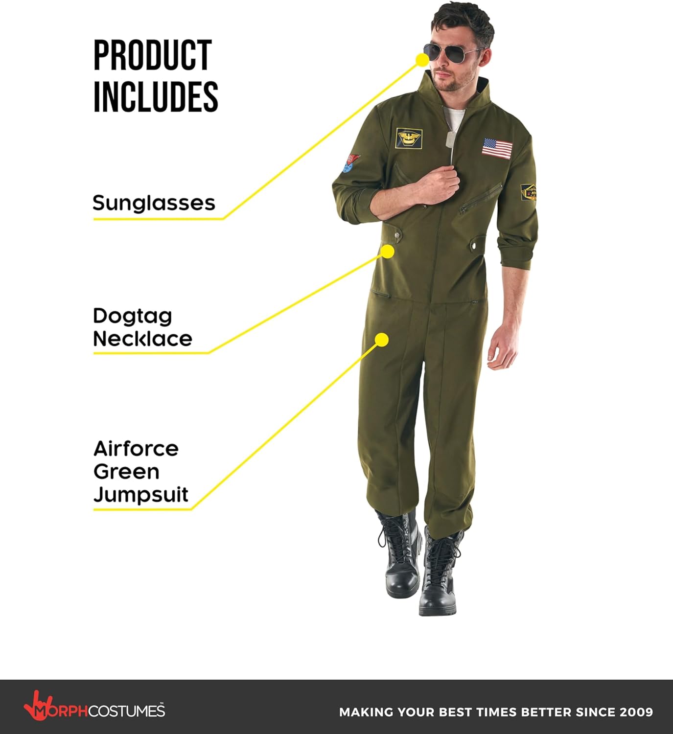 Morph Pilot Costume Men, Fighter Pilot Costume, Aviator Suit, Halloween Costumes Adult, Halloween Costumes Mens - Image 2
