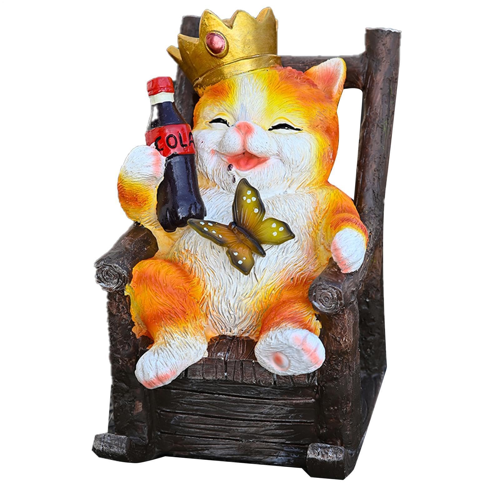Muiltvoe Solar Garden Statues - Cute Waterproof with Color Changing Light,Cat Yard Statues Outside Sculpture,for Lawn Patio Pathway Porch Deck Balcony Courtyard