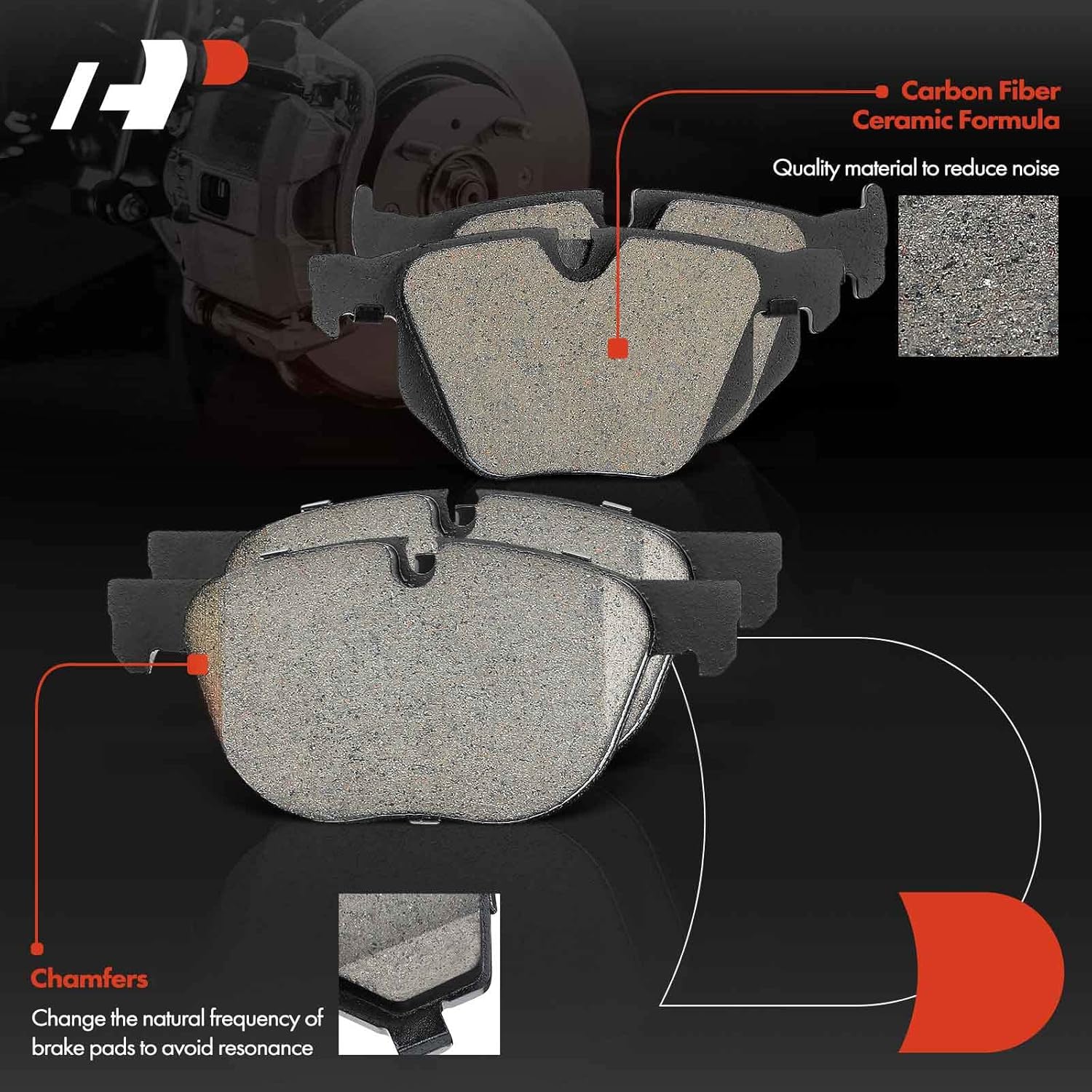 A-Premium Front and Rear Ceramic Brake Pads 8-Pack Set Compatible with BMW Models - X5 2007-2018, X6 2010-2019, with Hardware