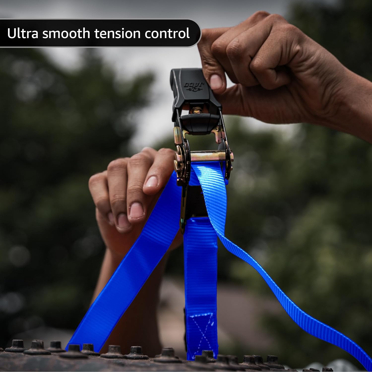 JACO Ratchet Tie Down Straps - 1 inch x 15 ft (Pack of 4) | 1,823 lbs (Blue)