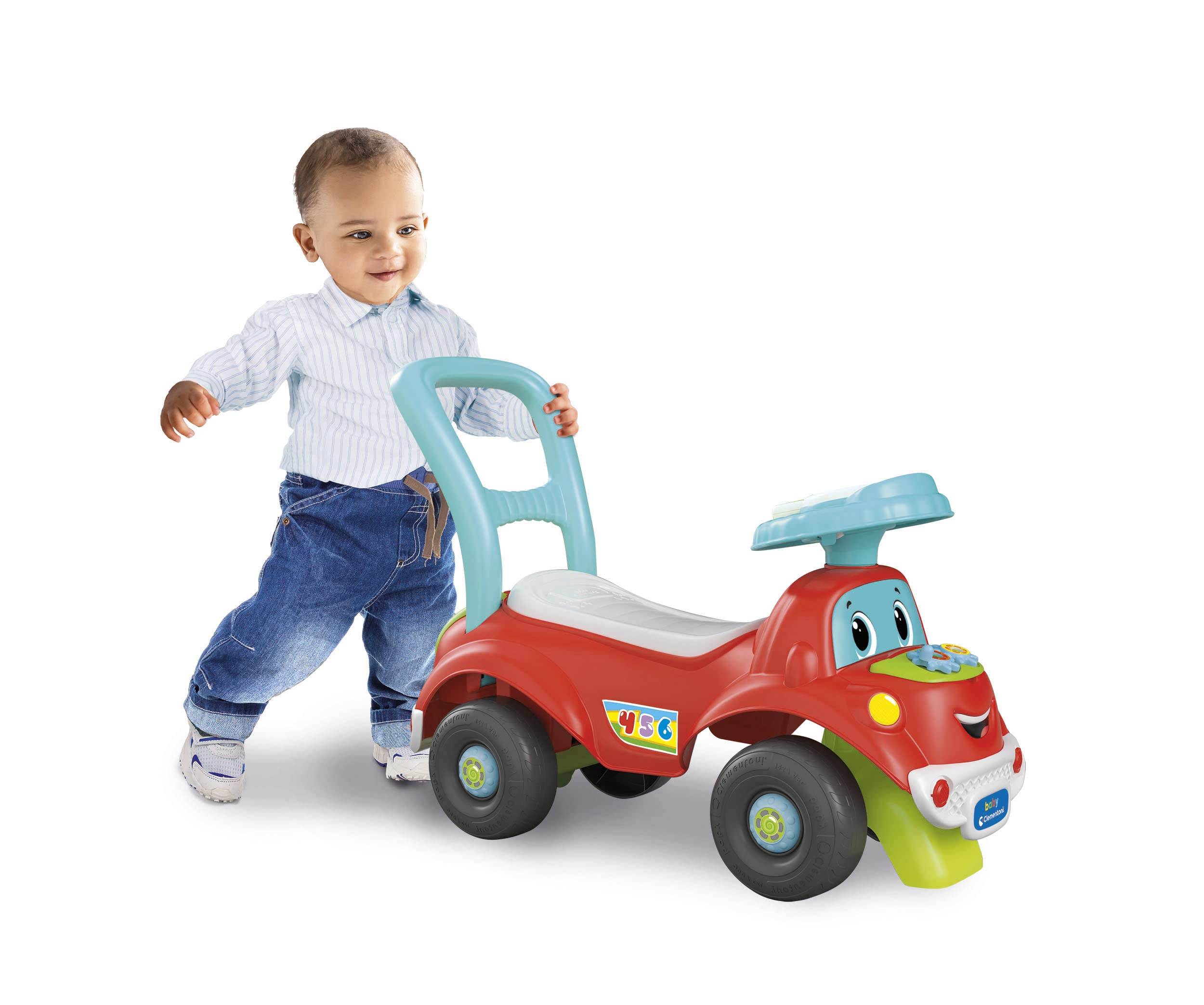 Clementoni Baby Nicolò Go Go 3 in 1, Macchinina Bambino 1 Anno, Gioco Prima Infanzia Primi Passi, Cavalcabile e Centro Attività Italiano e Inglese, Stimola Motilità e Curiosità, Made in Italy, 17747