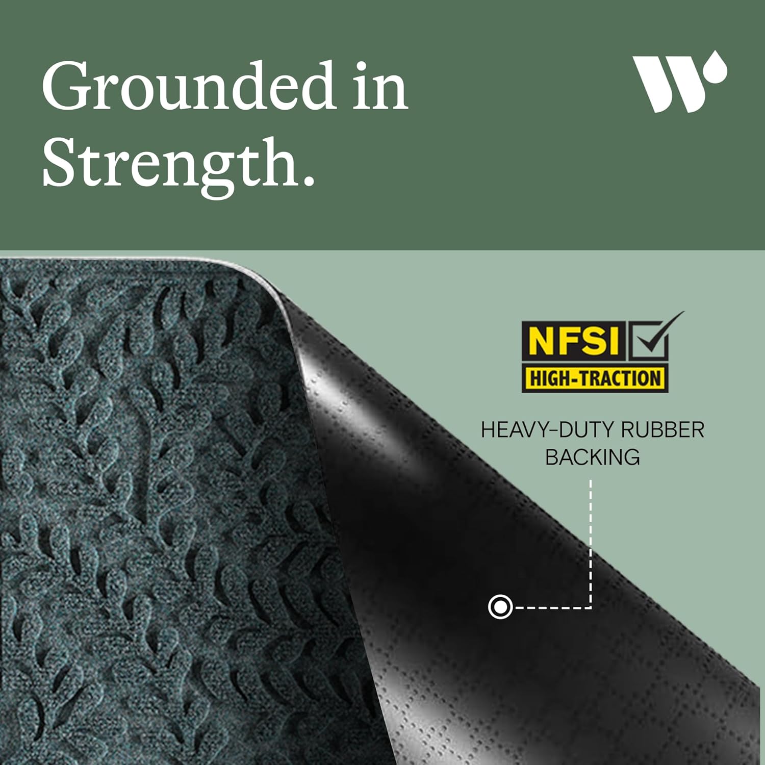 WaterHog Indoor/Outdoor Door Mat, 2' x 5', Made in USA, Durable & Skid-Resistant Front Door Rug, Decorative, Water-Trapping & Heavy-Duty Entryway Floor Mat For Your Home, Boxwood Collection, Bluestone - Image 6