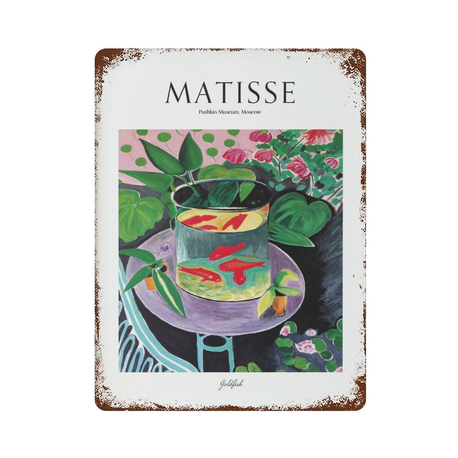 xiaoxiaoshen Henri Matisse Goldfish Vintage Exhibition Wall Decor Art Metal Tin Poster Modern Home Decor Art Home Bar Shop Decorations Vintage Sign 40x30cm