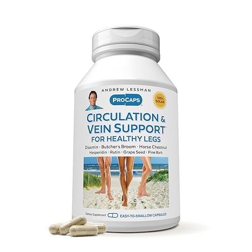 Andrew Lessman Circulation & Vein Support for Healthy Legs 180 Capsules - High Bioactivity Diosmin, Butcher's Broom, Visibly Reduces Swelling & Discomfort in Feet, Ankles, Calves, Legs