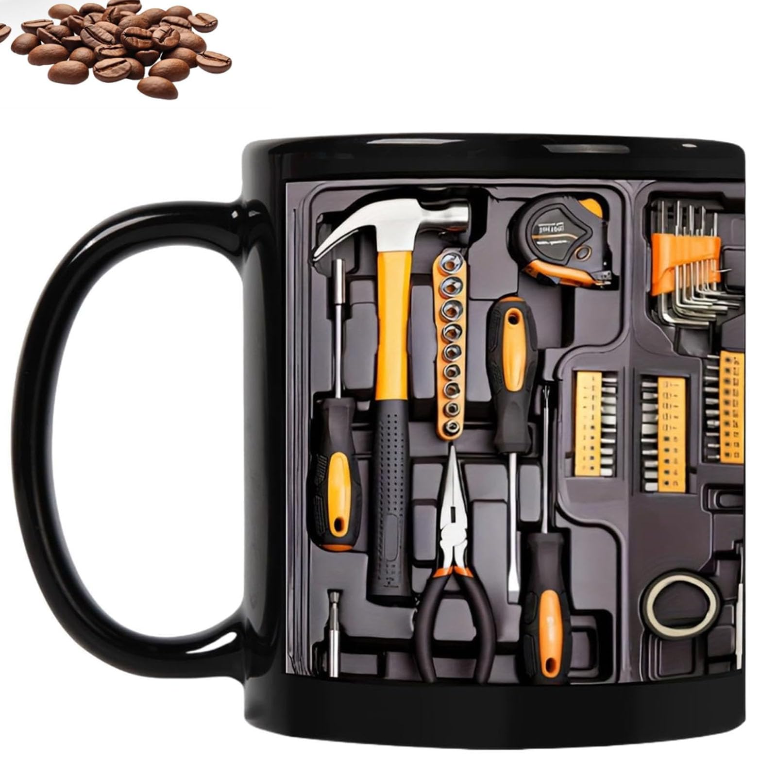QhgPnt 1Pcs Mechanic Toolbox Coffee Mug, Bring a Handle，Large Toolbox Coffee Cups for Father's Day, 11 Oz Black Tool Box Set Cup, Mechanic Gifts for Car Enthusiasts