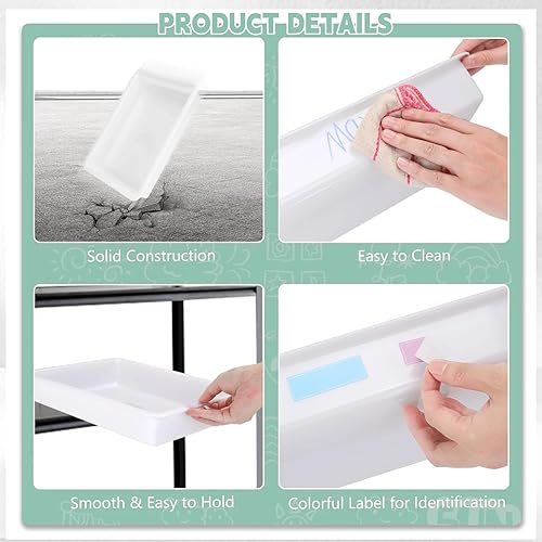 Miniatura 4 de Turn in Trays Classroom, 6 Pack White Paper Trays for Classroom with Colorful Labels, Thick Plastic Storage Bins,Paper Bins for School, Office