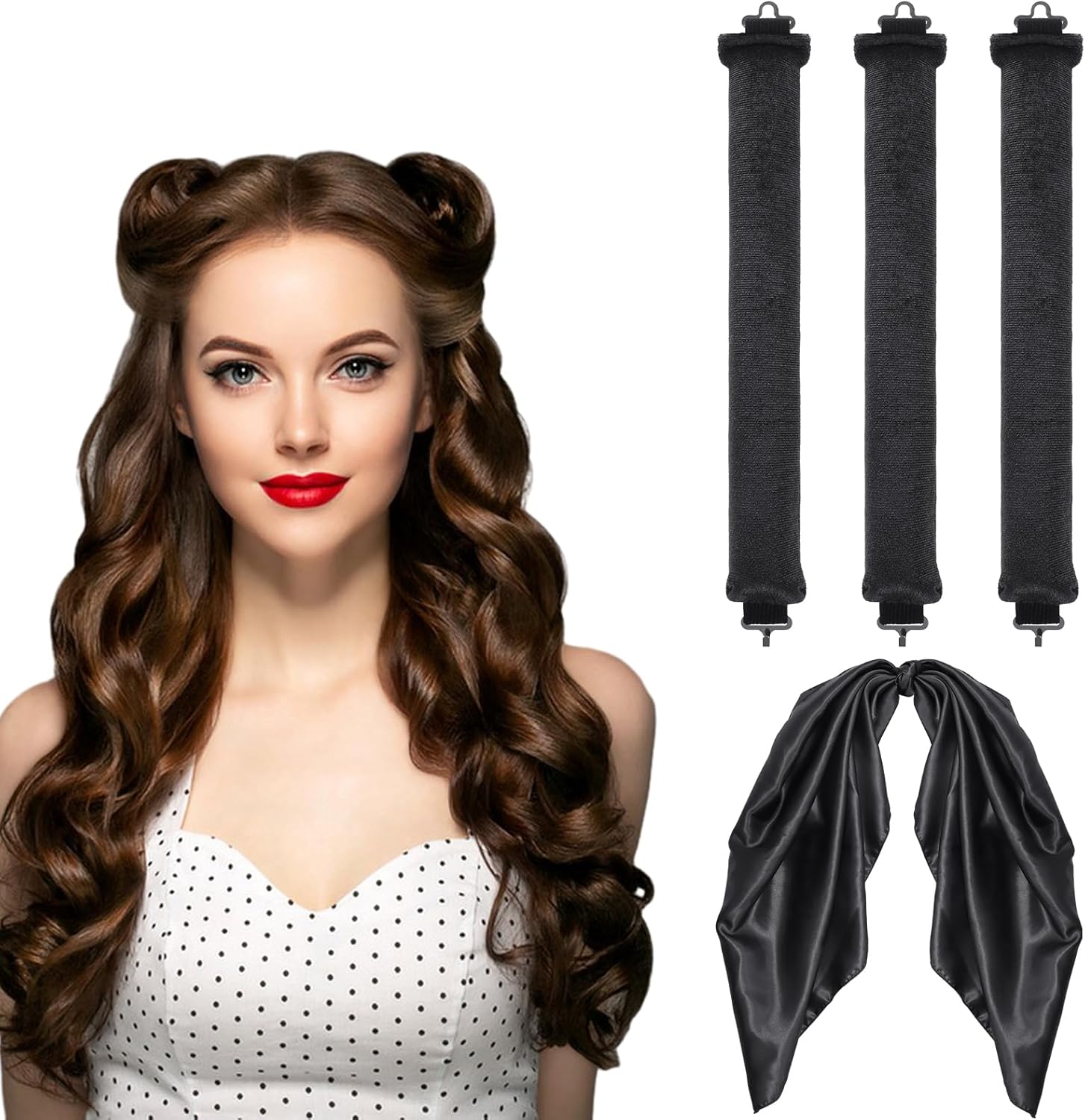 4PCS Heatless Curling Rods, Heatless Blowout Rods With Satin Silk - View #4