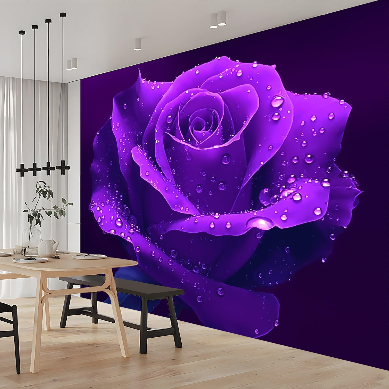 Fototapeta fotograficzna, fioletowy, różowy, efekt 3D, obraz ścienny z motywem tapety z włókniny, nowoczesna tapeta ścienna, dekoracja do sypialni, salonu, 300 x 210 cm
