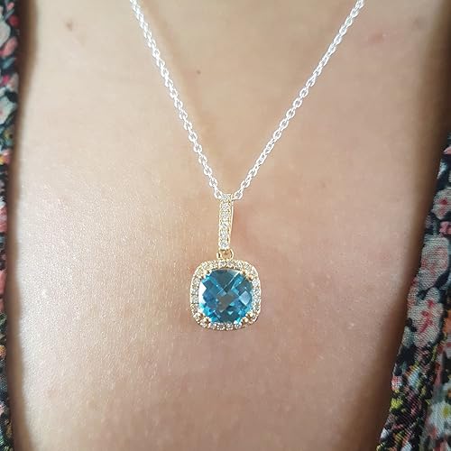 Miniatura 6 de Dazzlingrock Collection Colgante halo de 14 quilates para mujer (cadena plateada incluida), oro amarillo