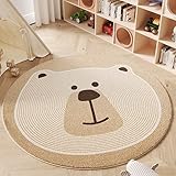 Poowe Round Kids Play Mat Baby Nursery Rug Round Educational Alphabet Soft Area Rug Non Slip for Children Toddlers Bedroom (Round 47.2", Brown Bear)
