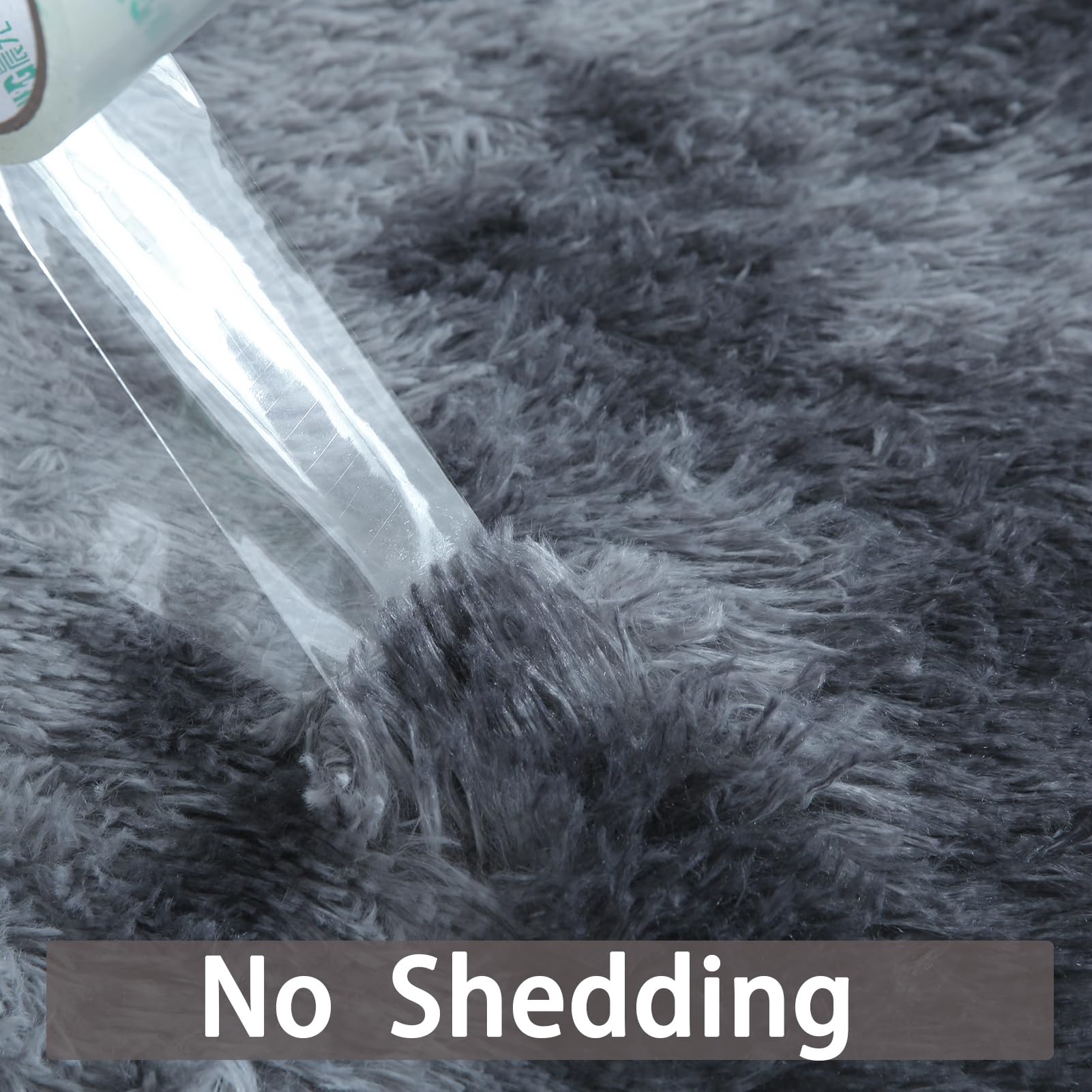 Area Rug 9x12 for Living Room - Large Fluffy Shag Soft Grey Rug for Bedroom - Modern Non-Slip Plush Fuzzy Floor Carpet Tie-Dyed Dark Gray