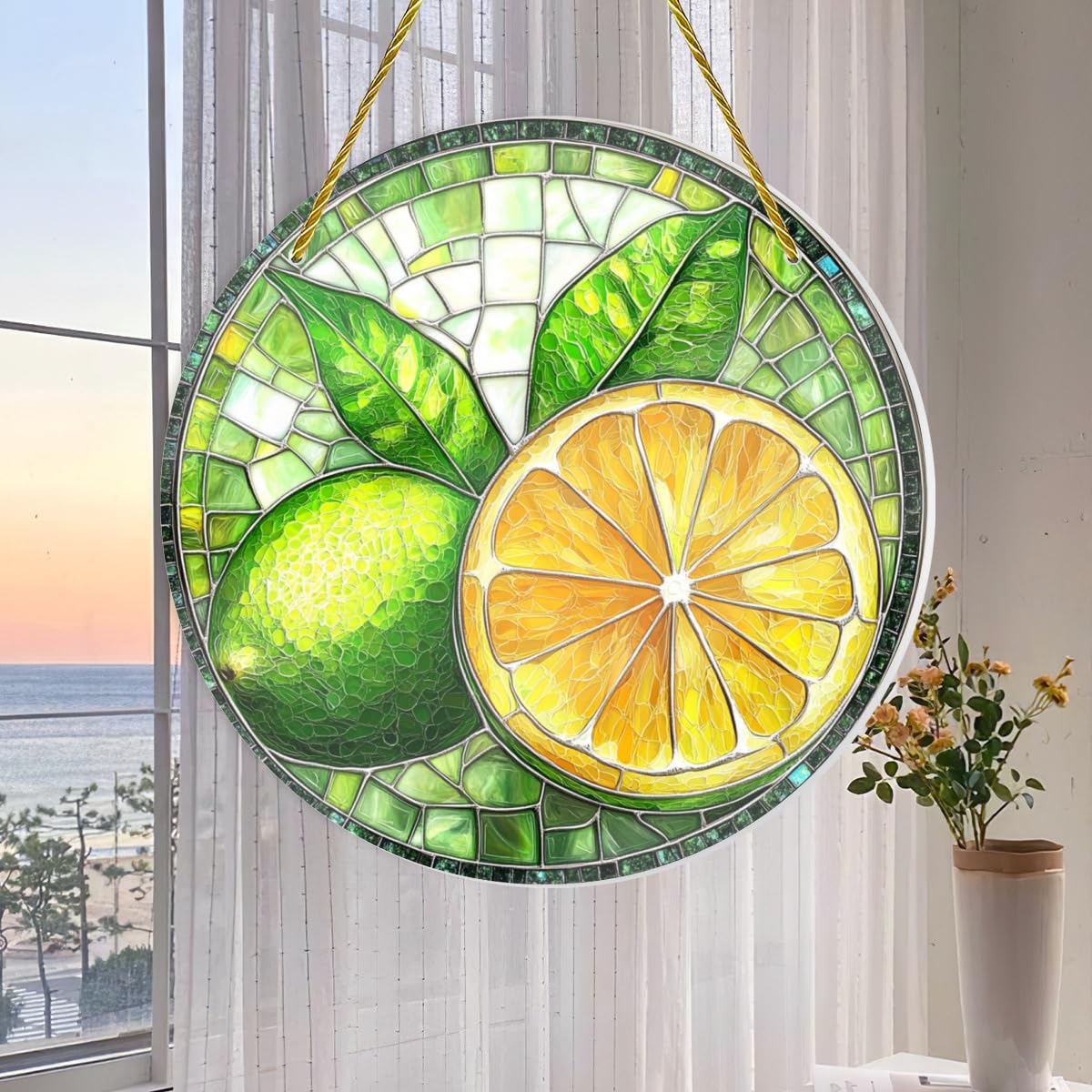 Amazon.com: Vextrovia Stained Glass Hand Painted Retro Lemon