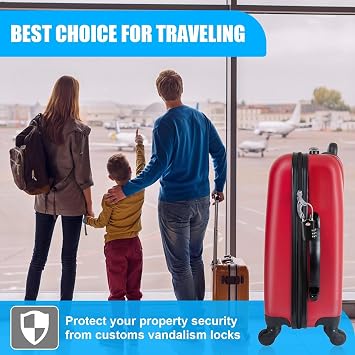 TSA Approved Cable Luggage Locks for Laptop Backpack, Re-settable Combination, Black/Red