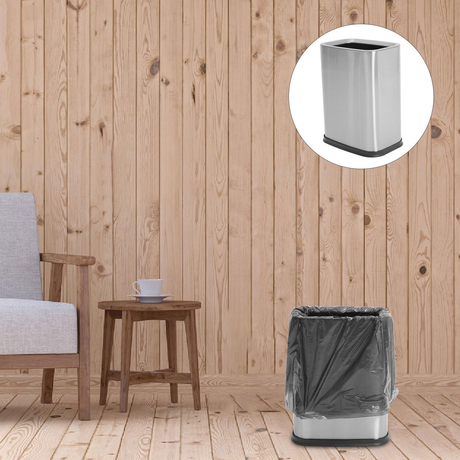 Cubo de Basura de Acero Inoxidable de 8l con Sistema de Doble Compartimento y Diseño Abierto sin Tapa para Cocina y Hogar Moderno y Funcional