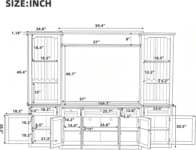 LUMISOL Entertainment Wall Unit Set with Bridge for TVs Up to 70", White image 2