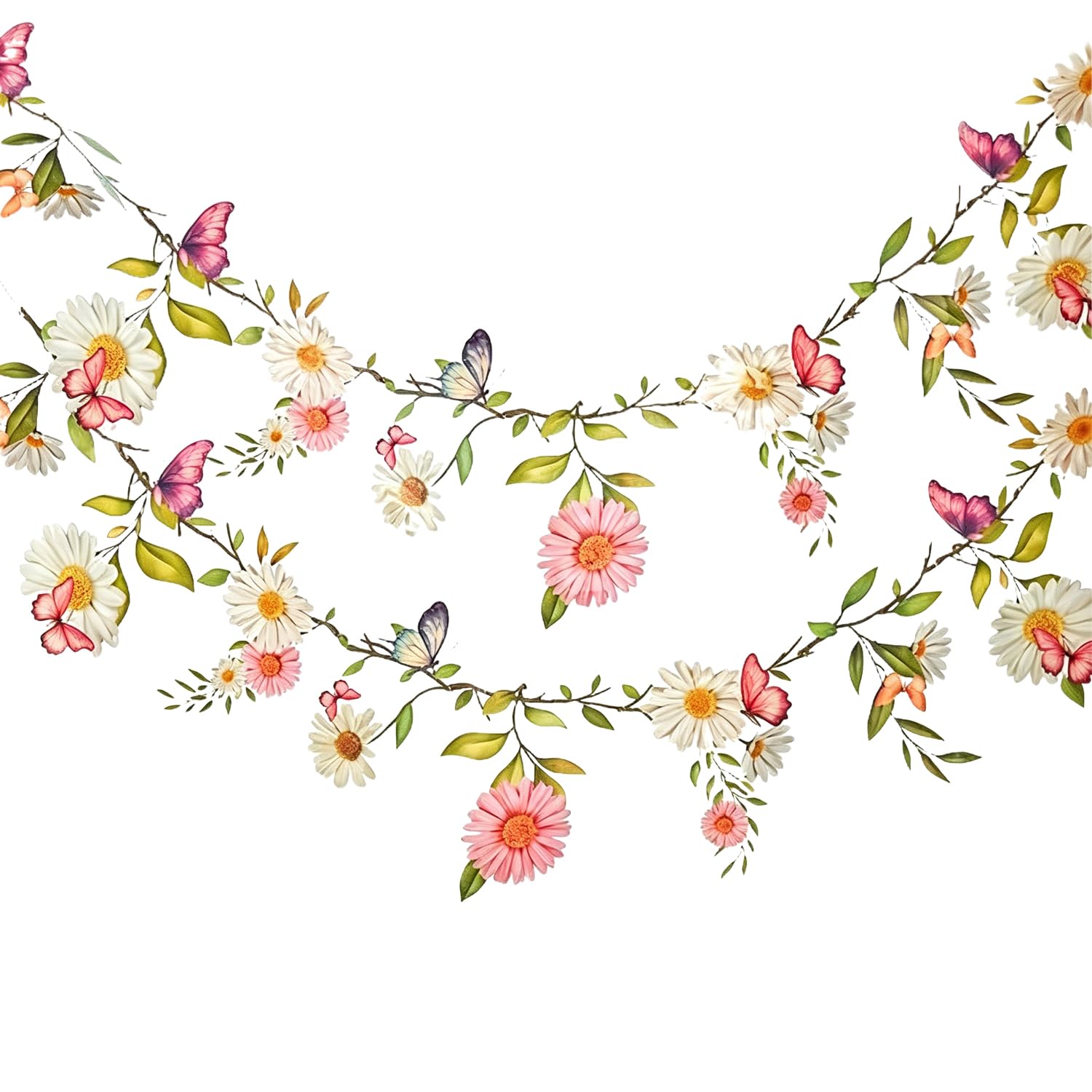 Flower Leaves Banner, Flower Garland for Spring Summer Garden Decor, Wildflower Backdrop Decorations for Weddings, Birthdays, Baby Showers, Indoor and Outdoor Events — image 1