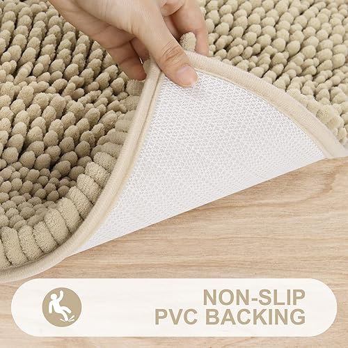 Miniatura 7 de Grandaily Alfombras de baño de felpilla a rayas de 60 x 24 pulgadas, extra gruesas y absorbentes, antideslizantes, de felpa suave, lavable a