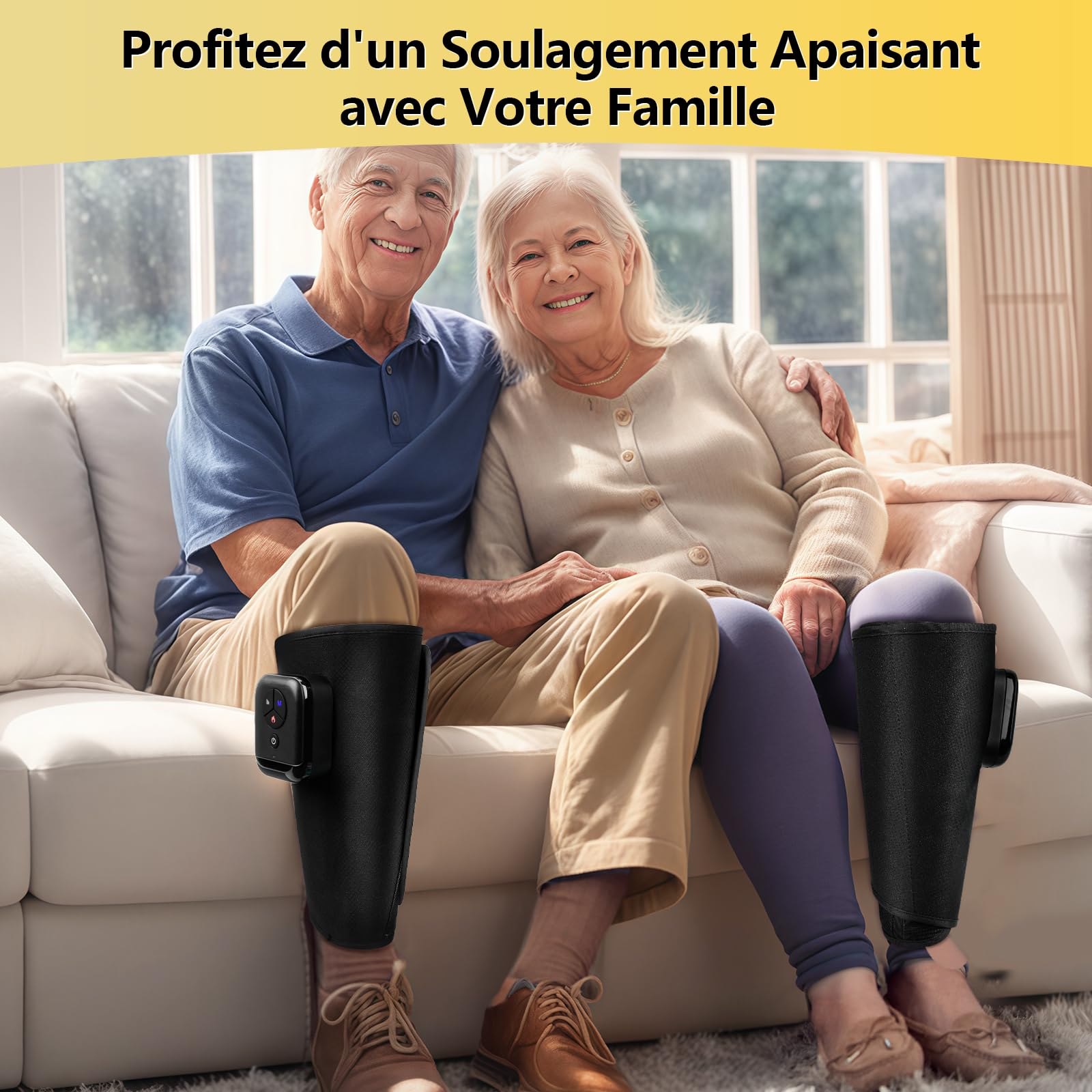 Comfytemp Appareil Massage Jambe sans Fil (2 pièces), Masqueur d'Air avec Chauffage pour Jambe, Contrôle par Application DIY, Appareil de Massage pour Mollets, 2500mAh, Convient pour Maman et Papa
