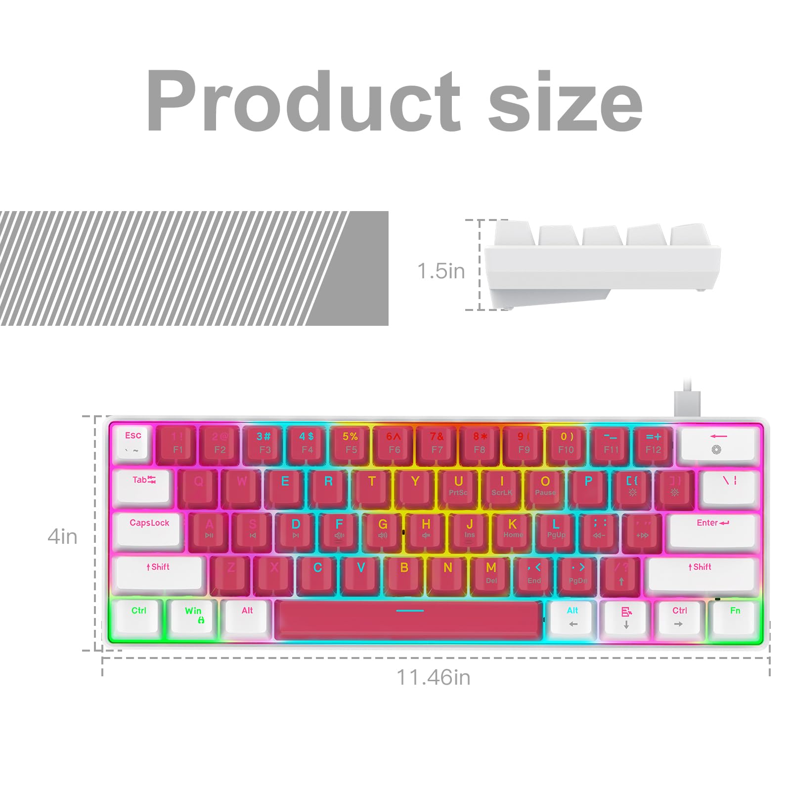 Keyboard Razeak Snapklik.com : RAZEAK Portable 60 Percent Keyboard, Compact 61 Keys ...
