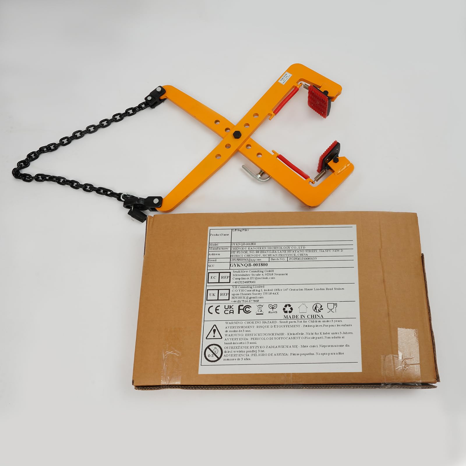 Versetzzange Bordsteinzange 500kg, Palettenabzieherklemme Verstellbare Gummi-Backen 33-70cm, Vertikale Hebeklemmen Hebezange Bordstein Steinträger für Baukran Bagger