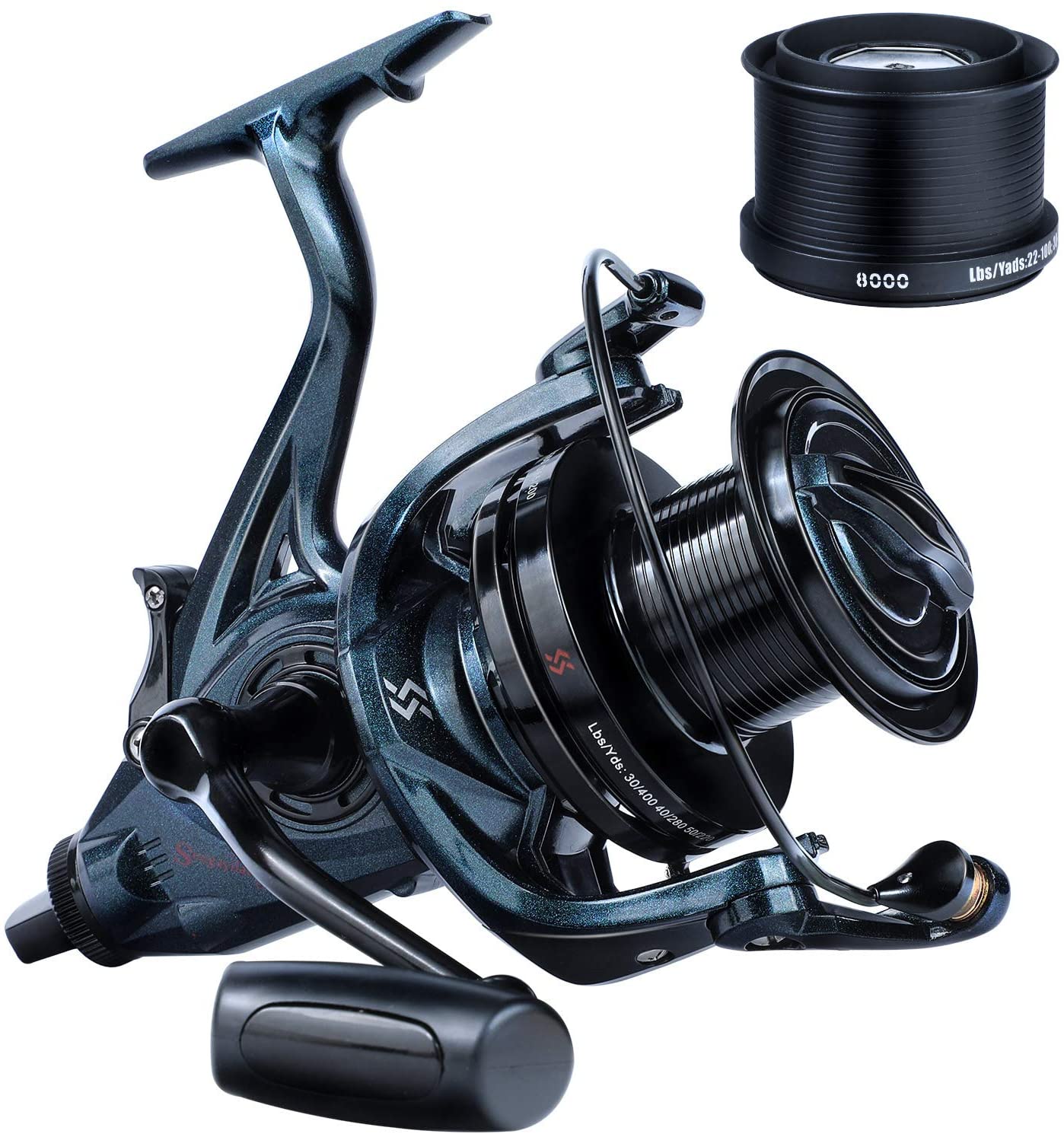Sougayilang Carrete de pesca de carpa, carrete giratorio suave ultra potente 13+1BB, cuerpo de metal 9000/10000/12000, carretes de pesca de surf para agua salada y agua dulce