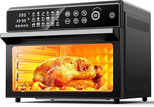 30L Air Fryer Oven, 18 in 1 Presets Dual-Cook Function Air Fryer, 360°Hot Air Circulation Technology/Digital Knob/LED Touch Panel/Timer & Temperature Control, Oil-Less Cooking, 7 Accessories, 1800W