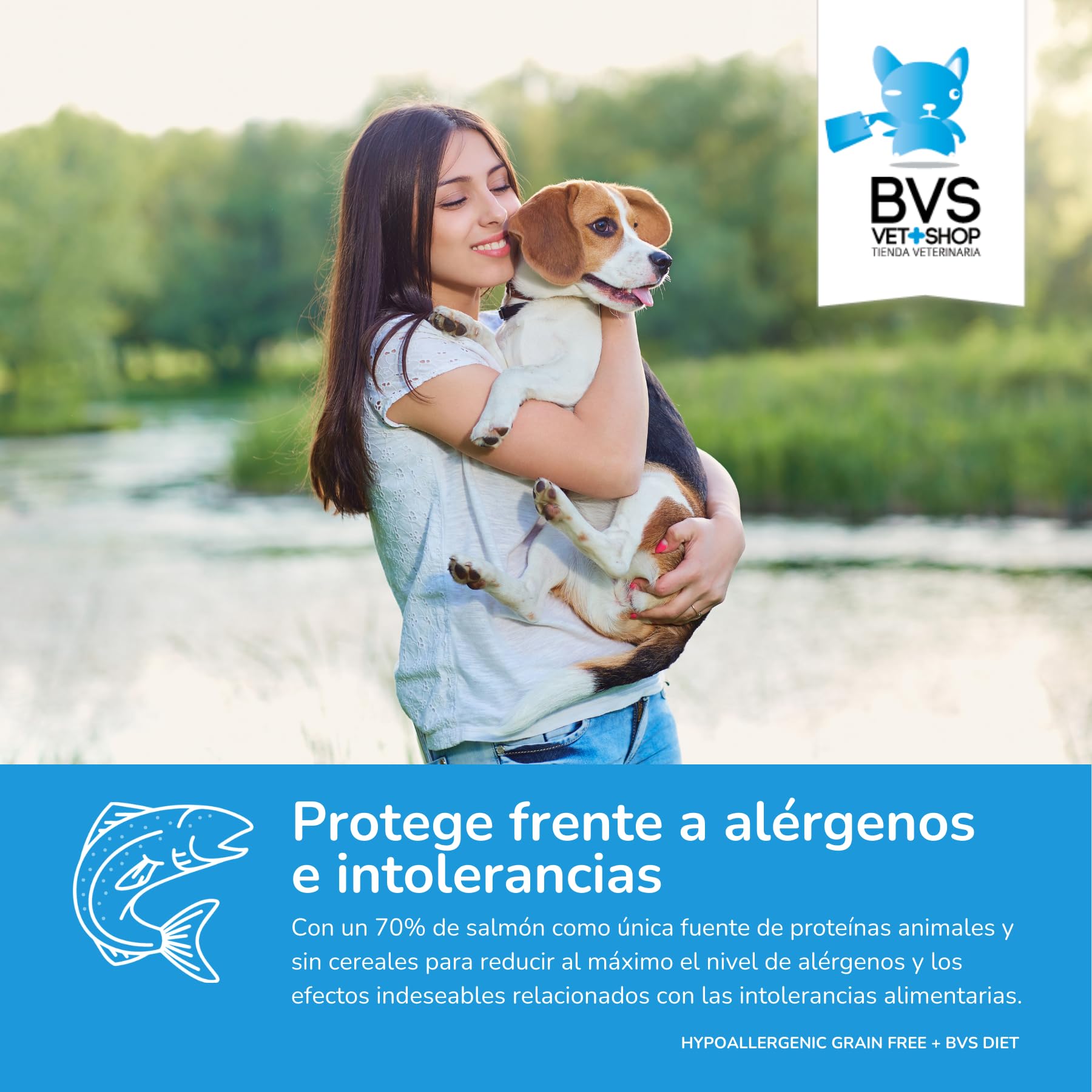 BVS Vet Shop | Diet Hypoallergenic Grain Free para Perros | Reproduce fielmente la Dieta Propia de tu Mascota, Piel Sana y Pelo Sedoso | 12Kg