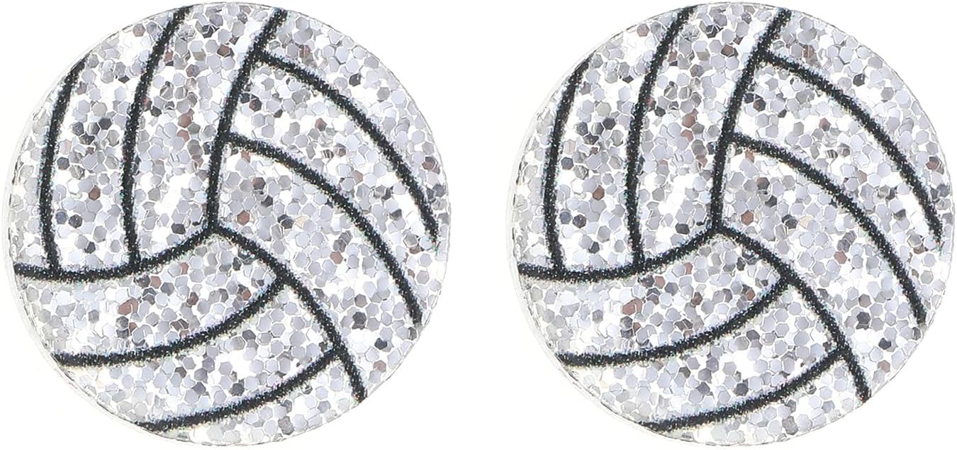 Creative Sports Ball Stud Earring Glitter Acrylic Baseball Football Softball Earrings for Women Sport Fans