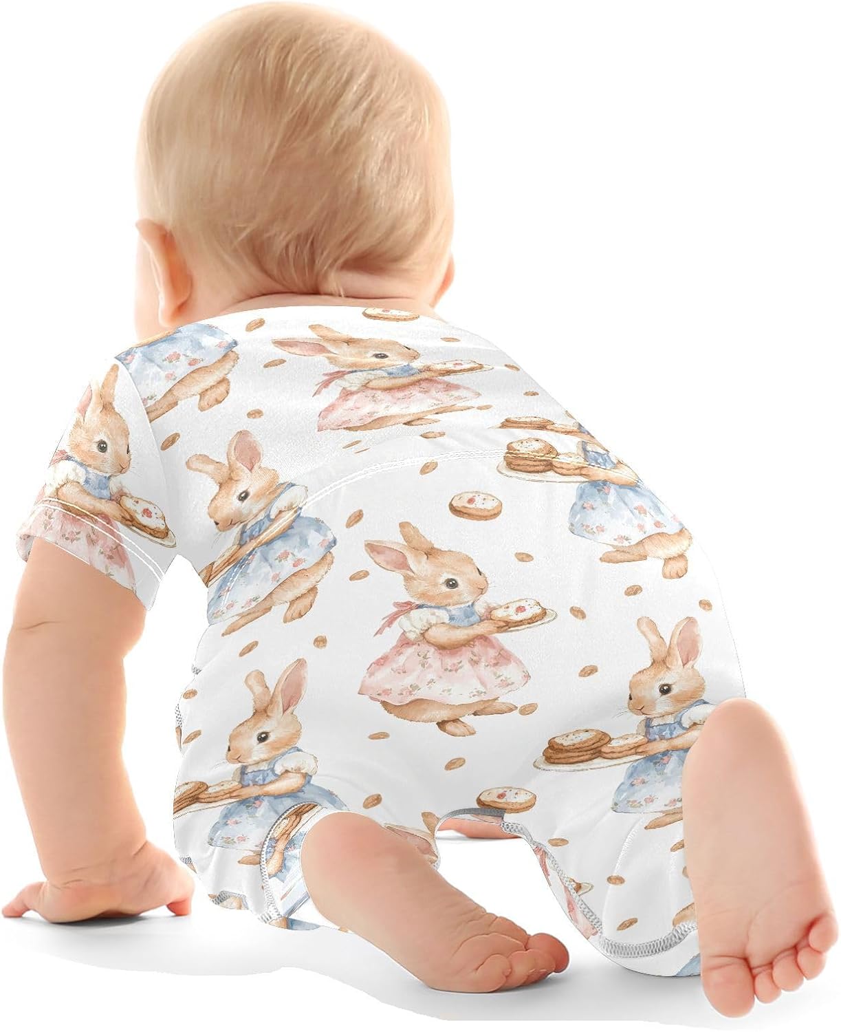 vvfelixl Baby Clothes Cute Bunny Cookie Baby Bodysuits Set Unisex Short Sleeve Babys Pants Sets 0-3M