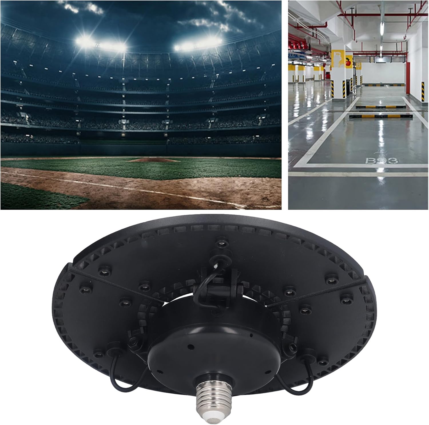 Hyuduo LED Bay Light 60W Adjustable Panels 288 LED Beads Foldable Garage Light with Aluminum Shell for Basements Warehouses Workshops