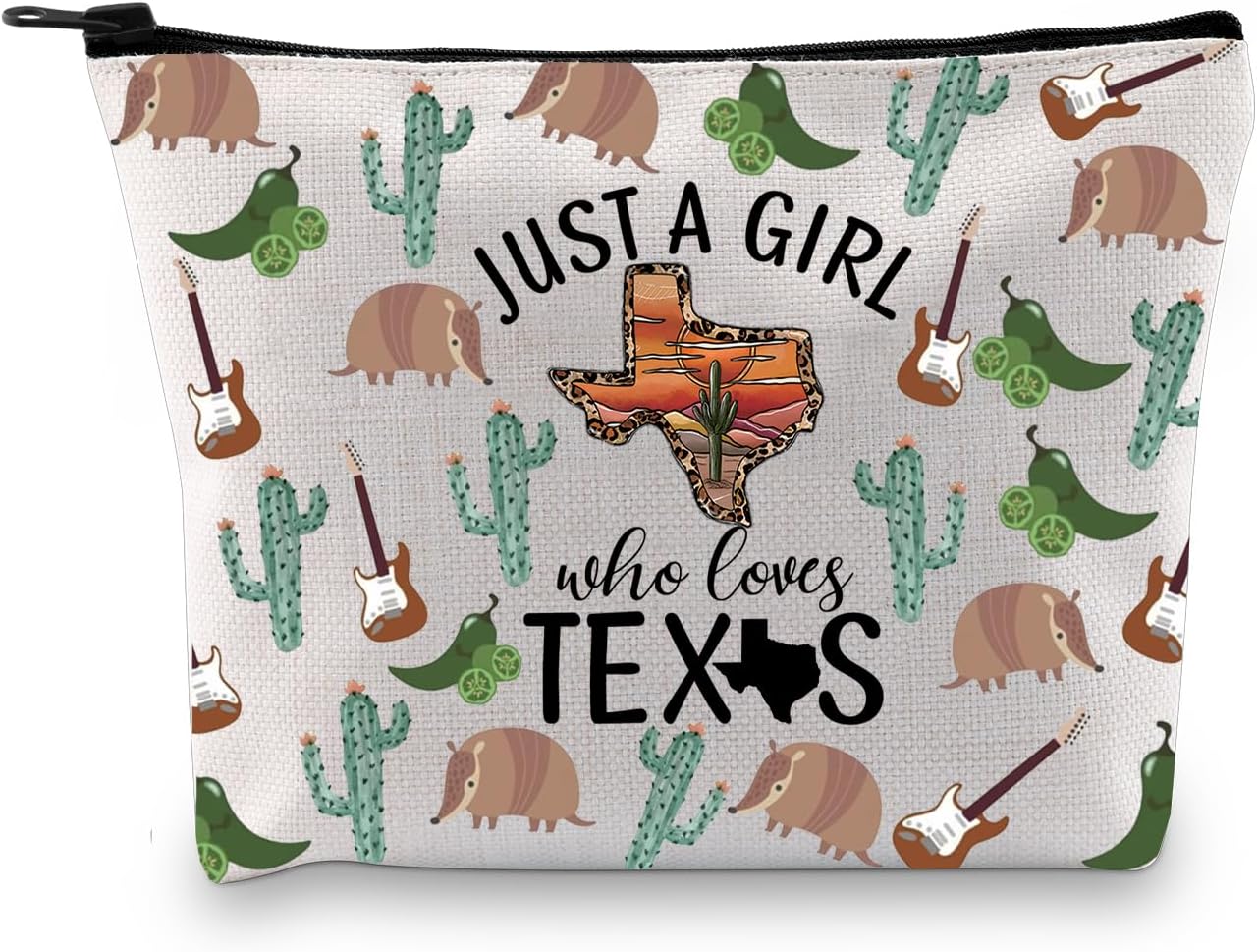 XYANFA Western Gift Canvas Makeup Bag Western City Lover Gift Cowgirl Canvas Zipper Pouch (Texxs makeup Bag)