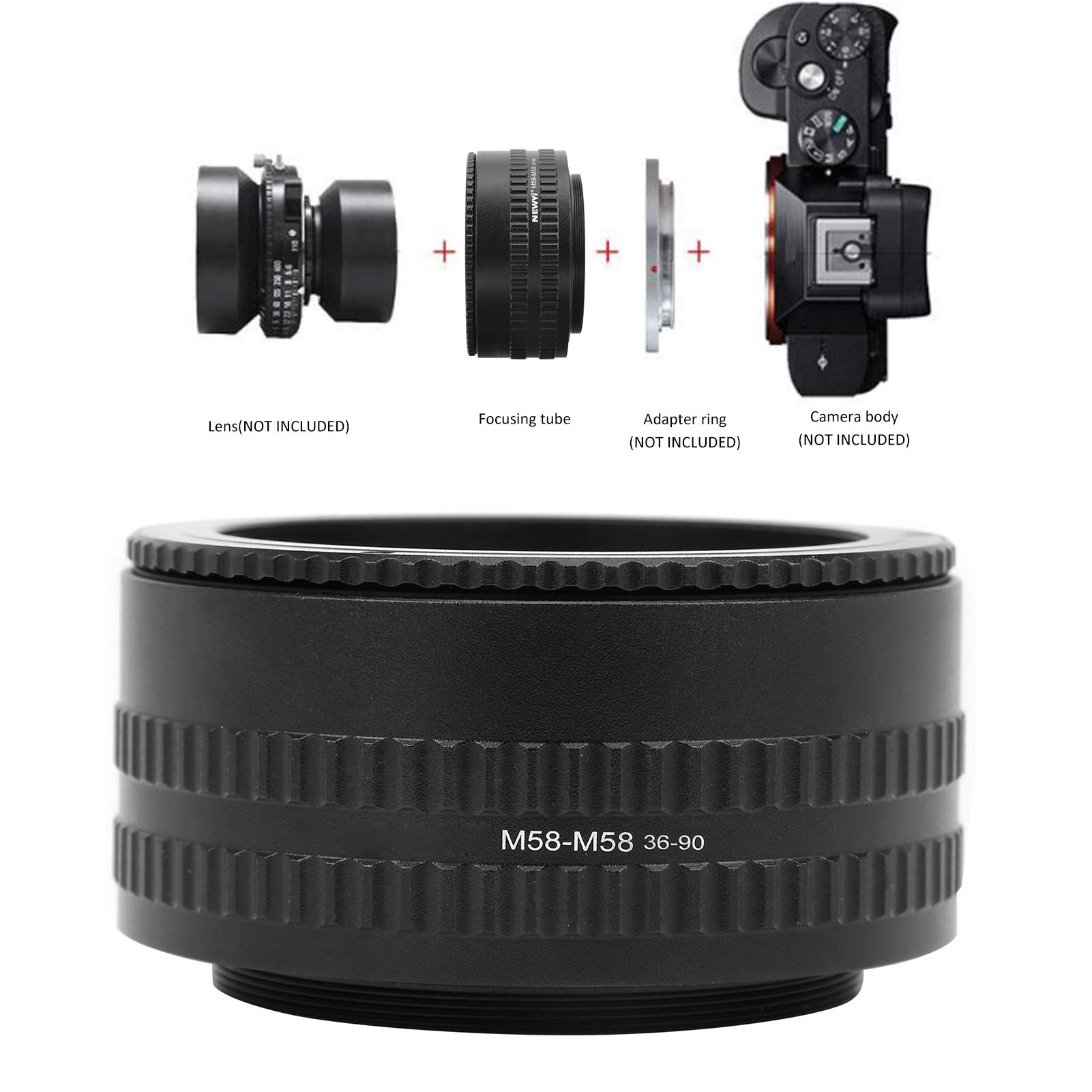 Goshyda Adapter do aparatu ogniskowego helicoid, 36-90 mm M58-M58 długość regulowana ostrość pierścień Helicoid pierścień makro przedłużenie tuba do fotografii makro