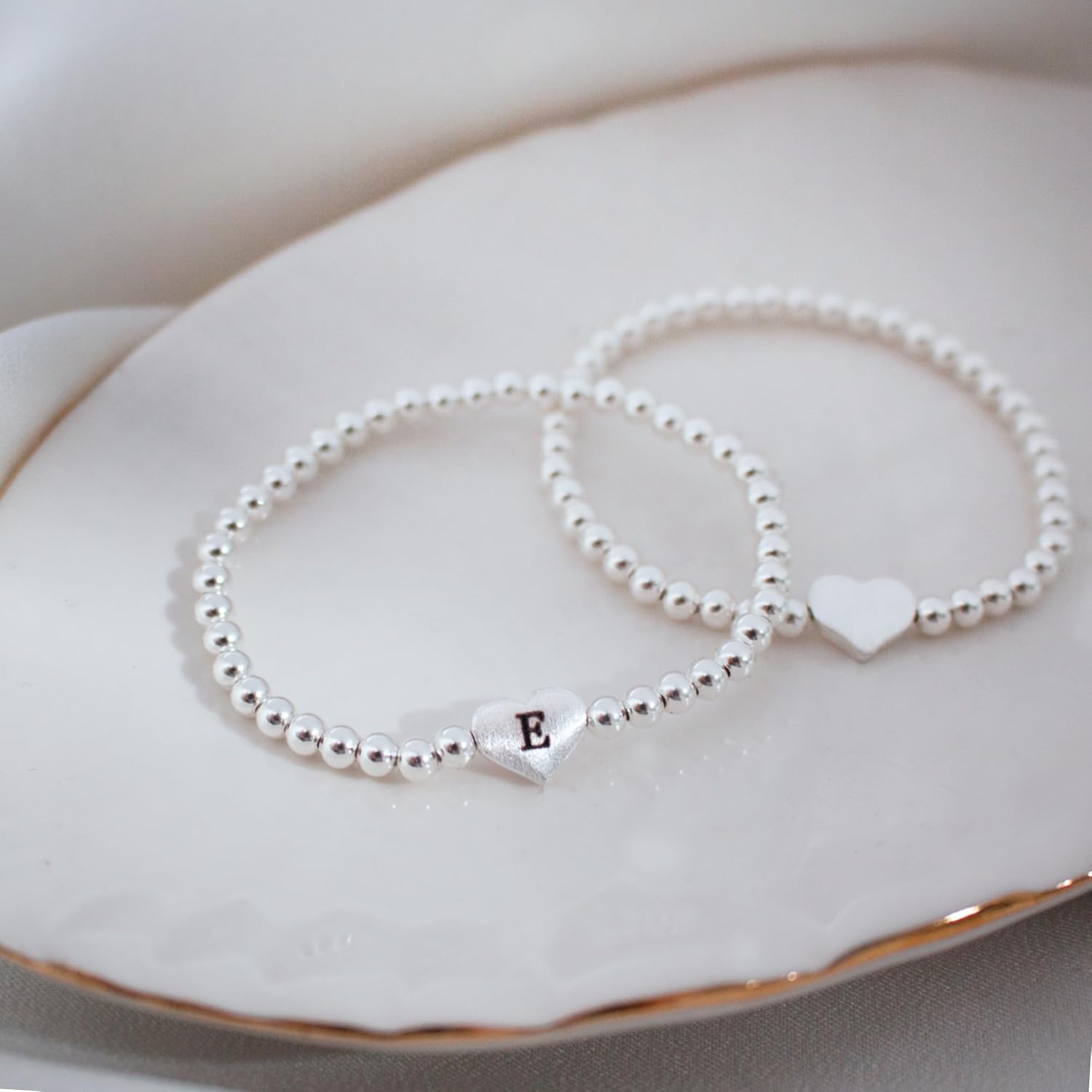 Baby Love Initial Heart Bracelet 925 Sterling Silver Personalized Bracelet for Baby Customizable Infant Jewelry for Newborn, Toddler, or Christening Gift