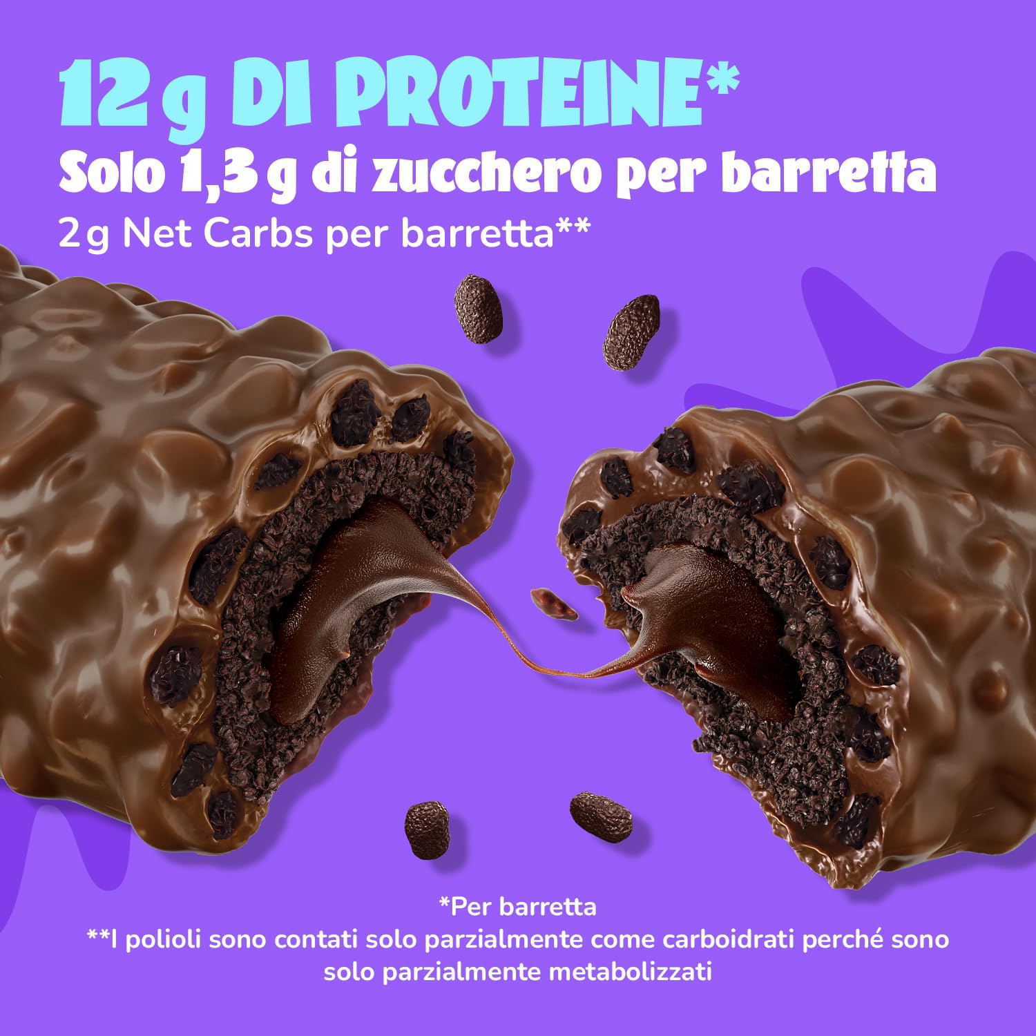 AHEAD Barrette Proteiche Fudge Brownie- 14x45g - Deliziosa barrette proteiche senza zucchero - Low barrette senza zucchero - Senza Glutine