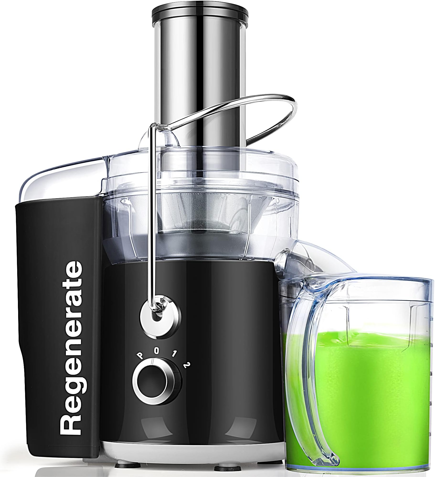 600W 3 Speeds Juicer Machines Vegetable and Fruit, Regenerate Centrifugal Juice Extractor with Wide Mouth 3โ Feed Chute, Easy to Clean, BPA-Free Compact Centrifugal Juice Maker, Black