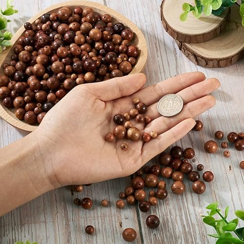 Vista 53 de Mega Pet 50 cuentas espaciadoras de madera natural sin terminar de 0.472 in (0.47 pulgadas) redondas de madera sueltas para manualidades