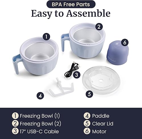 Miniatura 5 de Americana by Elite Pint Perfect EIM1205DB - Máquina para hacer helados, capacidad de 2 x 1 pinta, tazas de doble congelación, yogur congelado,